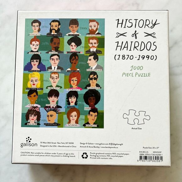 History of Hairdos 1870-1990 Galison Puzzle 1000 Pageboy-Pompadour-Mop Top-Shag - Picture 7 of 7